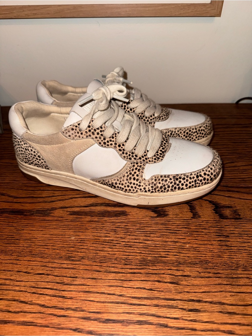 Madewell Women’s White and Leopard-Print Sneakers with Cream Suede Accents